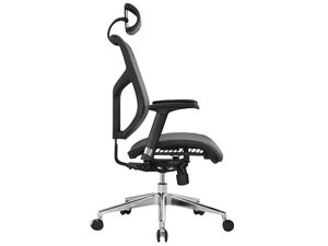 Miniaturka 2 - Szary fotel biurowy ergonomiczny siatkowy z zagłówkiem profil