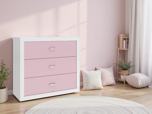 Miniaturka 8 - Komoda dziecięca biało-różowa z trzema szufladami w pokoju dziewczynki