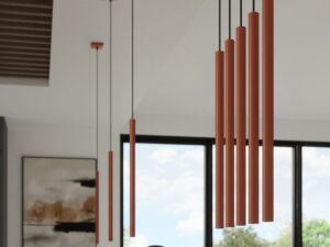 Miniaturka 8 - Ceglaste lampy cylindryczne wiszące w aranżacji wnętrza zbliżenie