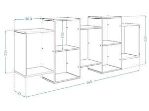 Miniaturka 7 - Schemat wymiarowy półki modułowej z podanymi wymiarami w centymetrach
