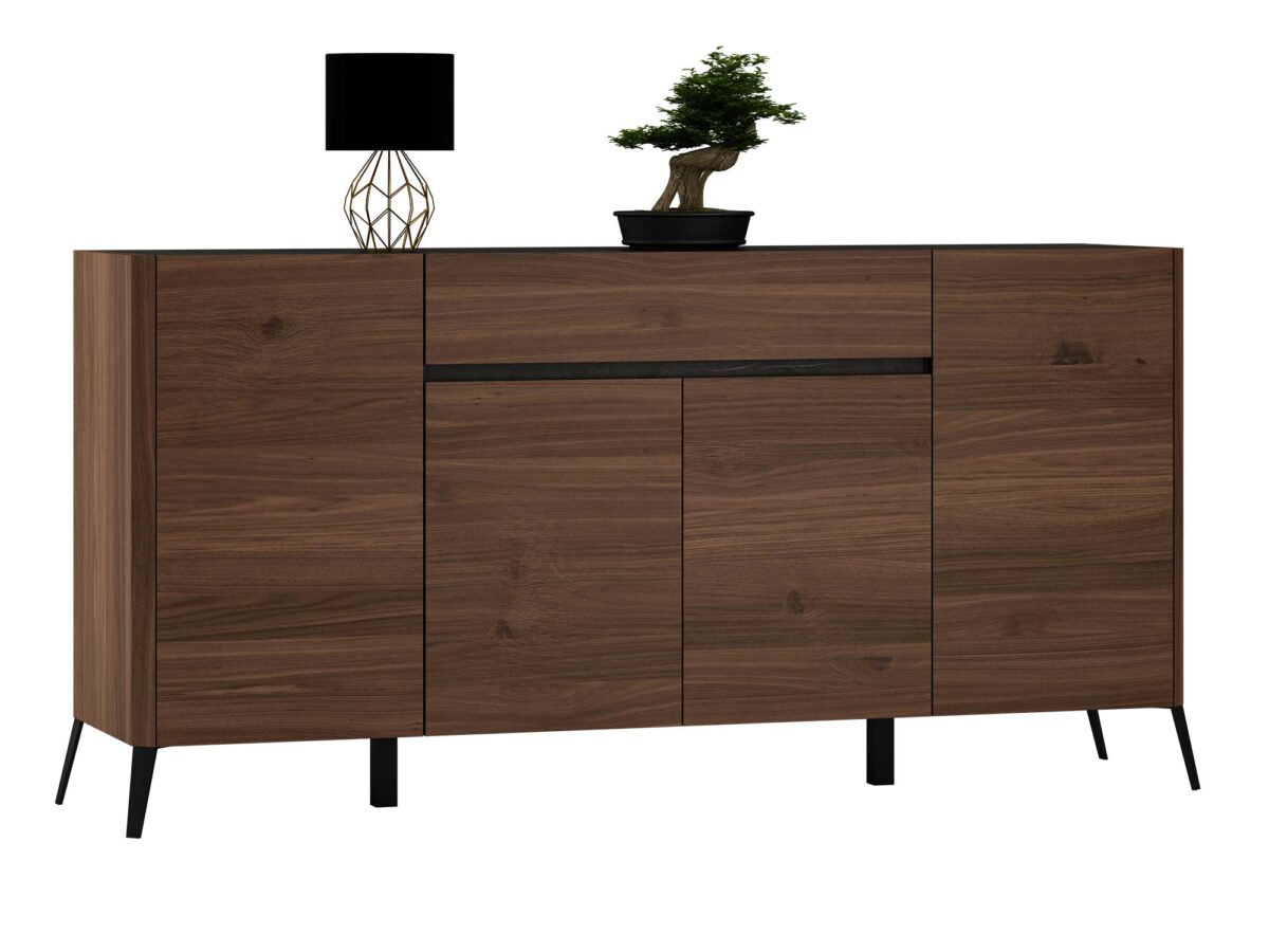 Kommode 4D1S Baltimore Nussbaum graue Platte LUMERIA