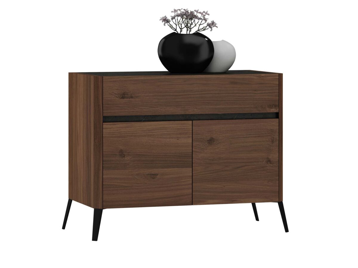 Kommode 2D1S Nussbaum Baltimore Steinplatte Lumeria