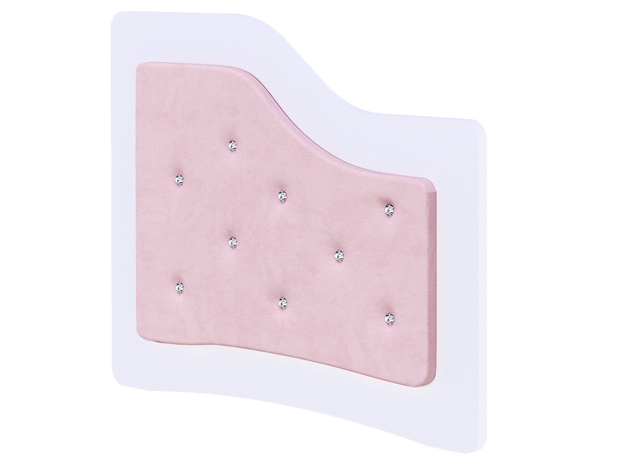 Rosa gepolsterte Rückenlehne des Kinderbettes mit Kristallknöpfen Rosa gepolsterte Rückenlehne des Kinderbettes mit Kristallknöpfen