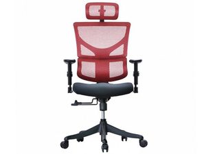 Miniatúra 5 - Červené ergonomické kancelárske kreslo so sieťou a čelom predný pohľad