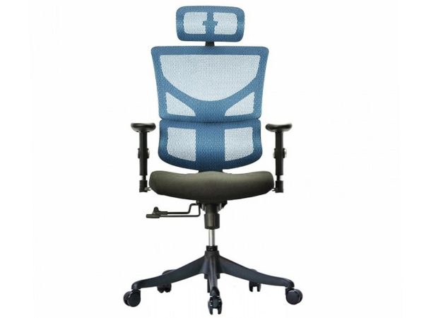 Modrý kancelářské křeslo ergonomiczny siatkowy s čelem čelní