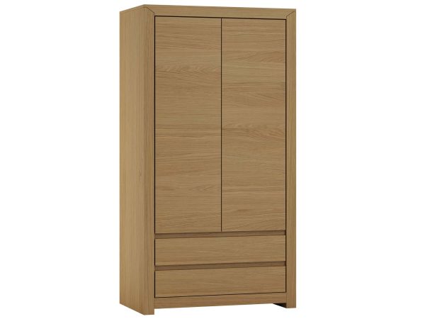 Skříň dubová světlá dvoudveřová se dvěma zásuvkami na cokole