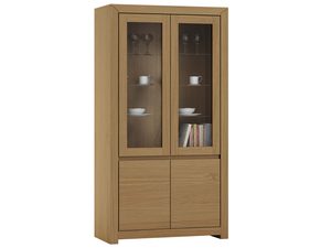 Miniatúra 2 - Dubová svetlá dvojdverová vitrína s presklenými dvierkami a skrinkou