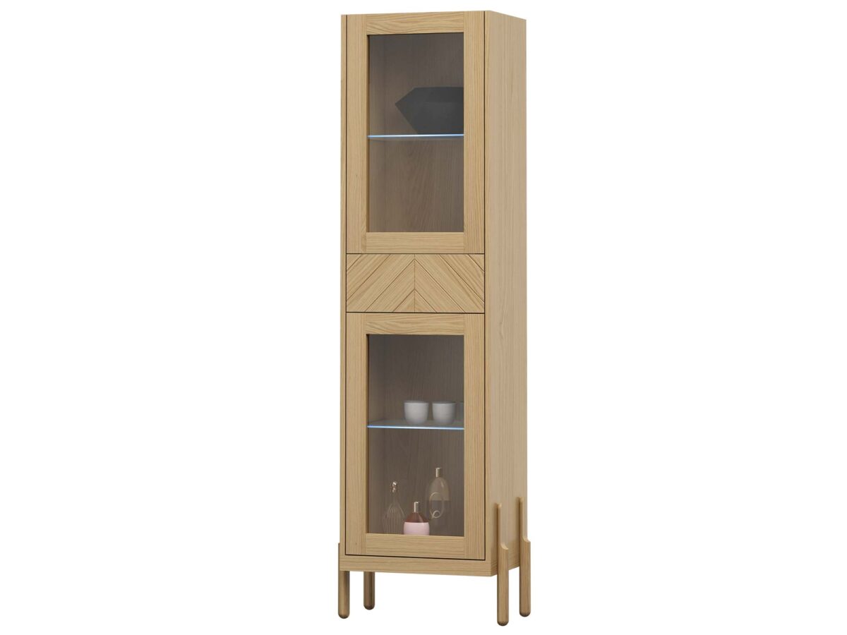 Prosklená vitrína 2D1S z dubového forniru 60 cm Enza Saviero