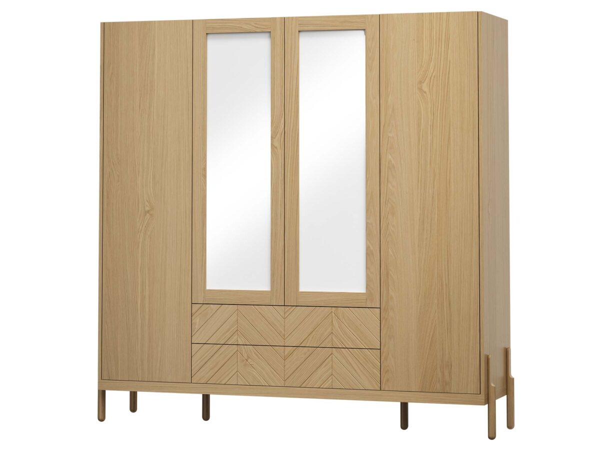 Kleiderschrank 4D2S mit Spiegel Eichenfurnier ENZA SAVIERO