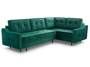 Miniatura 9 - Zielony narożnik prawy tapicerowany z eleganckimi pikowanymi oparciami