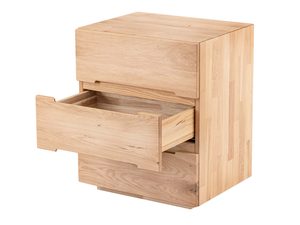 Miniatura 2 - Noční stolek dubová s otevřenou gorna zásuvkou ukazující interiér