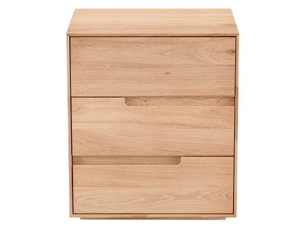 Komoda dubová se třemi zásuvkami vyříznuté úchyty čelní