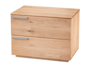Miniatura 2 - Dubová skříňka nocna se dvěma zásuvkami a kovovými úchyty perspektiva