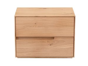 Miniatúra 8 - Nočný stolík dubový s dvoma zásuvkami, vyrezaná úchytka, pohľad spredu