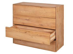 Miniatura 2 - Komoda dubová se čtyřmi zásuvkami otevřená středová zásuvka perspektiva