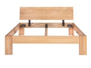 Miniaturka 1 - Rama łóżka dębowego z zagłówkiem skośnym konstrukcja metalowe zawiasy