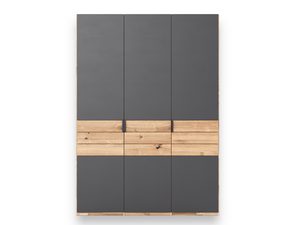 Miniatúra 6 - Grafitová skriňa s tromi dvierkami a dubovými zásuvkami, čelný pohľad