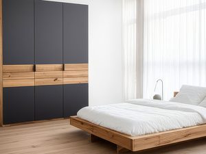 Miniatura 5 - Skříň grafitová z dubovými zásuvkami v bílé ložnice z postelí aranžmá