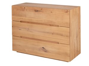 Miniaturka 2 - Komoda dębowa z trzema szufladami wycięte uchwyty perspektywa