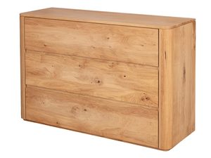 Miniaturka 2 - Dębowa komoda z trzema szufladami zaokrąglone krawędzie perspektywa