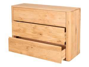Miniaturka 4 - Dębowa komoda z trzema szufladami dwie otwarte perspektywa