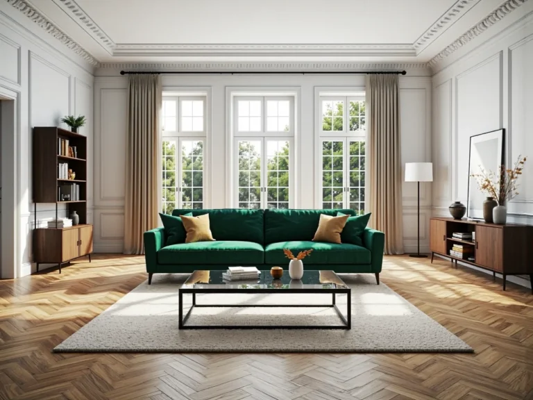 Elegantní sofa sametová butelkowa zielen z dekoracyjnymi prošíváním