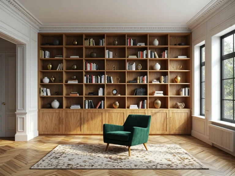 Velký regál biblioteczny z masivního dubového dřeva z skříňkami