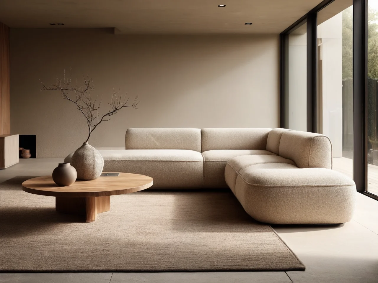 Bezowa sofa v moderním salonie trendy 2026