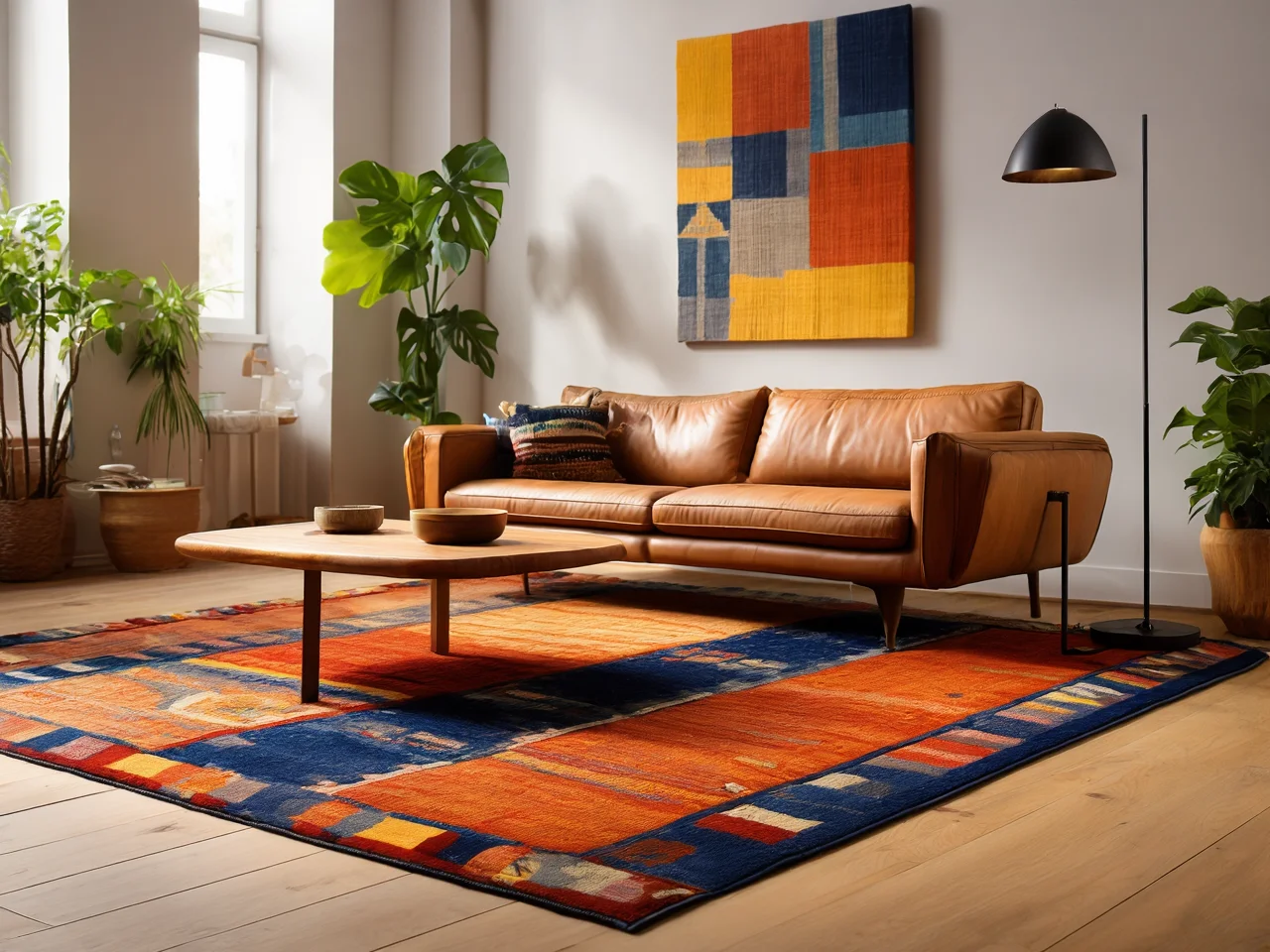 Dywan kilim geometryczne wzory w salonie