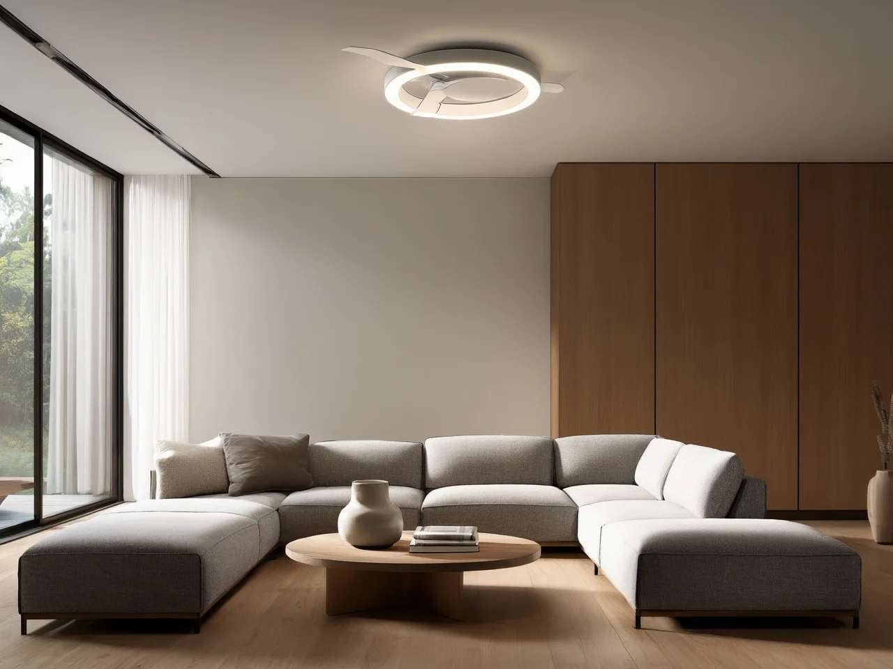 Moderní lampa sufitowa z wentylatorem salon