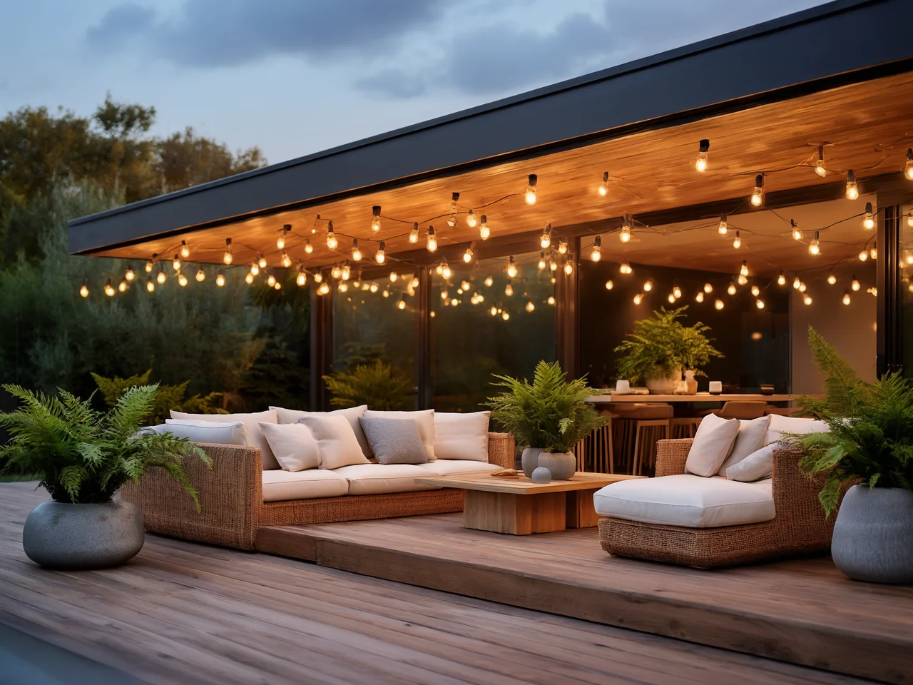 LED-Lichterkette auf der Terrasse: Wie montieren Sie sie ohne Bohren?