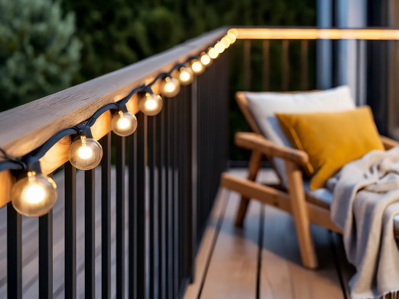 LED-Lichterkette auf der Terrasse: Wie montieren Sie sie ohne Bohren?