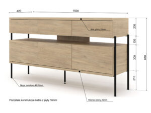 Miniatura 2 - Komoda Fly push to open 150 cm, dub cremona