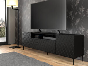 Miniatura 6 - TV stolek černá mat z frezowaniem romby na kovových nohách