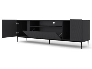 Miniatura 1 - TV stolek černá z frezowanym frontem na kovových nohách