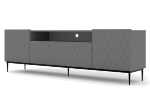 Miniatura 2 - TV stolek šedá z frezowanym wzorem rombów na černých nohách