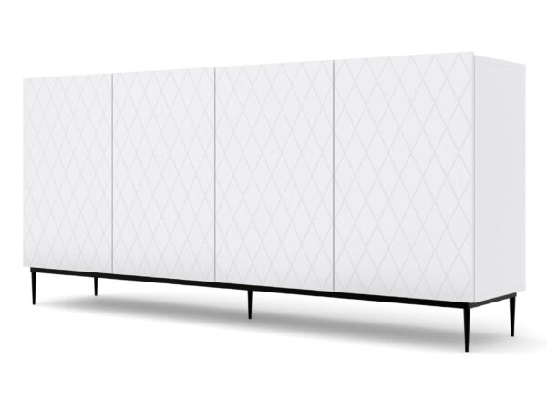 Kommode Bellagio 193 cm weiß matt mit schwarzem Rahmen