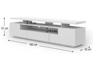 Miniatura 3 - TV stolek bílá nízká se zásuvkami a otwarta policí