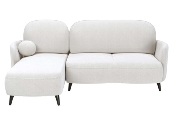 Ecksofa gepolstert creme mit Kissen Walze na schwarzch Beinen