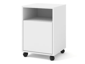 Miniatura 3 - Bílý kontenerek mobilny na kolkach z dvířky a otwarta wneka