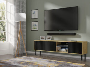 Miniatura 5 - Závěsný nebo stojící TV stolek Maja s frézovanými čely 156 cm, dub artisan / černý mat