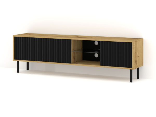 TV-Lowboard Maja hängend/stehend mit gefrästen Fronten 156 cm Eiche Artisan / schwarz matt