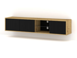 Miniatura 1 - Závěsný nebo stojící TV stolek Maja s frézovanými čely 156 cm, dub artisan / černý mat