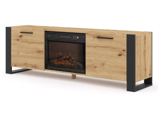 TV-Lowboard Irfan mit Kamin 180 cm Eiche Artisan