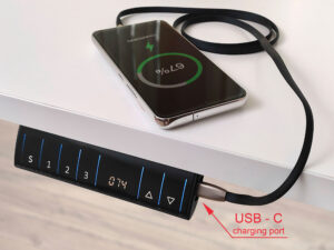 Miniatura 15 - Psací stůl elektryczne bílé z panelem sterowania a portem USB-C