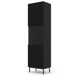 Miniatúra 13 - Vysoká čierna vitrína s frézovanými frontmi na kovových nožičkách