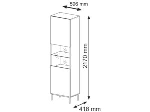 Miniatura 2 - Vysoká vitrína s prosklenou nikou a kovovými nožkami
