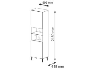 Miniatura 10 - Vysoká vitrína s prosklenou nikou a kovovými nožkami