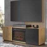 Miniaturbild 3 - TV-Lowboard Merve mit Kamin und gefrästen Fronten 148,8 cm Eiche Artisan / schwarz matt