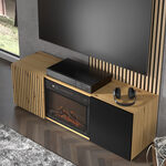 Miniaturbild 5 - TV-Lowboard Merve mit Kamin und gefrästen Fronten 148,8 cm Eiche Artisan / schwarz matt